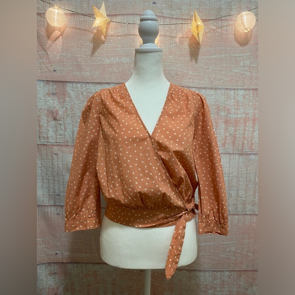 Madewell Wrap Top in Star Scatter in Peach Size XS - Picture 5 of 7